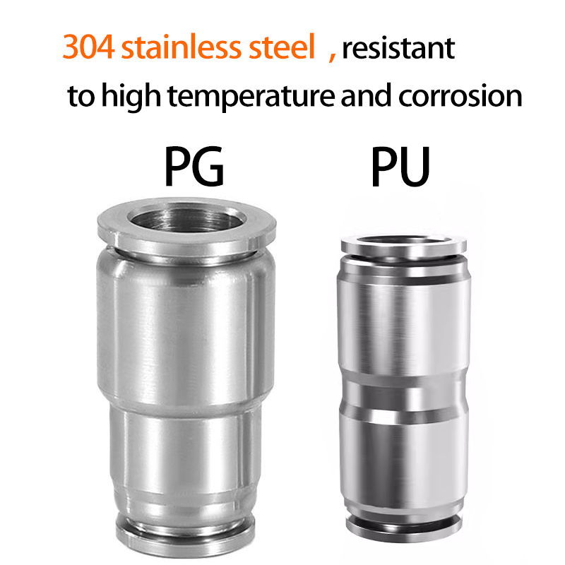 Compression Fitting Brass - PU PG 304 ステンレス鋼金属空気圧クイックコネクタ 4 ミリメートル