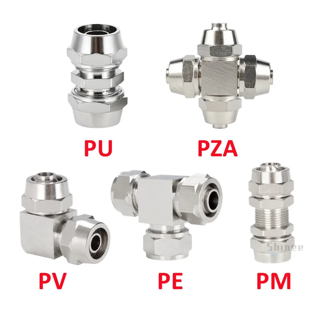 Compression Fitting Brass - 銅メッキニッケル空気圧エアクイックコネクタホースチューブ外径 4 ミリメートル 6 8 10