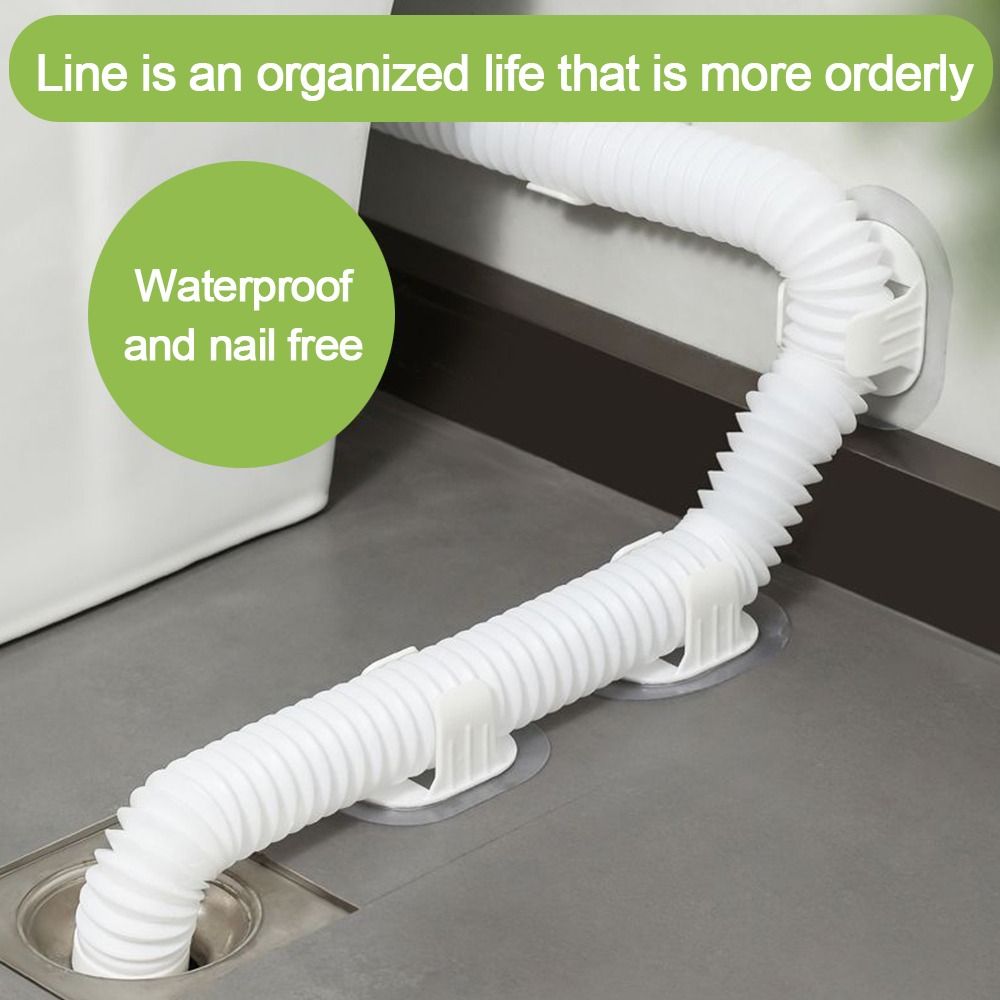 Drain Pipe Clip - 5個入りプラスチック製パイプクランプフック、ケーブルクリップ、自己粘着式洗濯機排水管ホルダー、固定具、パイプサポート