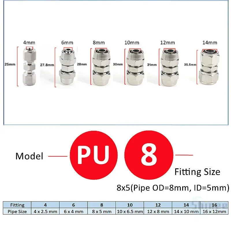 銅メッキニッケル空気圧エアクイックコネクタホースチューブ外径 - Compression Fitting Brass のレビューと価格