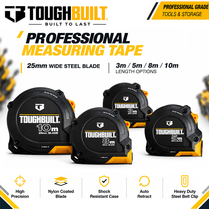 TOUGHBUILT 3m/5m/8m/10mシリーズ スチ - Stanley Tape 25Ft のレビューと価格
